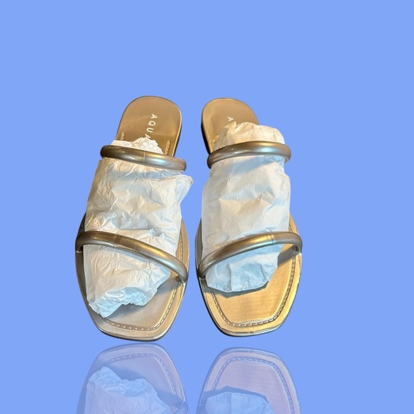NWT Aqua Silver Metallic Slip-On Jelly Sandals in “Prata Metalized” Size 8 - Picture 7 of 13